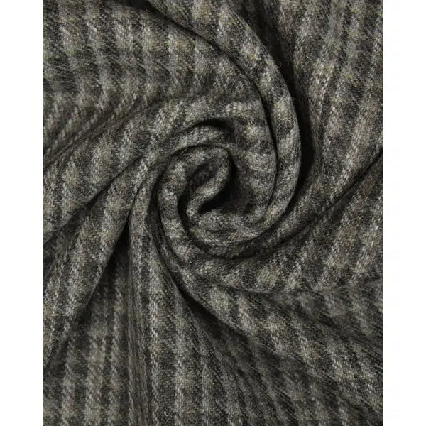 Wool Check Fabric - Slate Grey & Brown