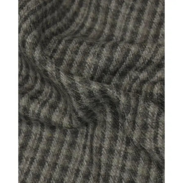 Wool Check Fabric - Slate Grey & Brown