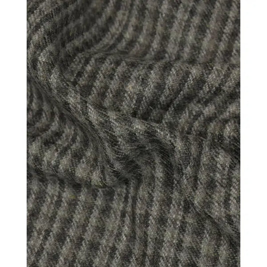 Wool Check Fabric - Slate Grey & Brown