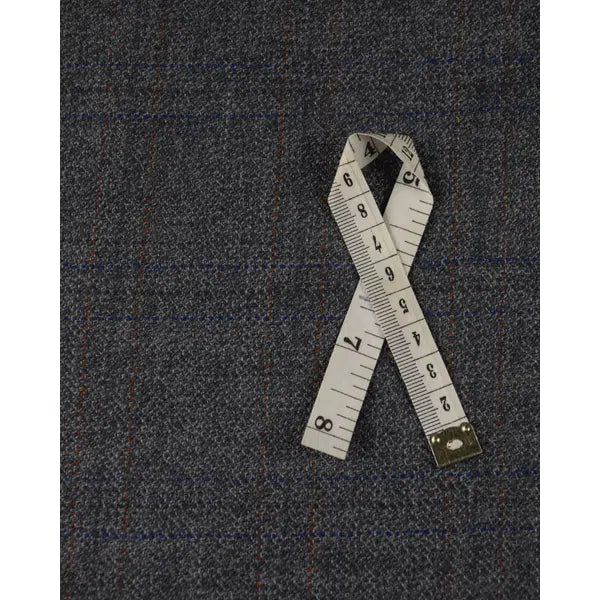 Wool Coating Fabric - Grey & Blue Check