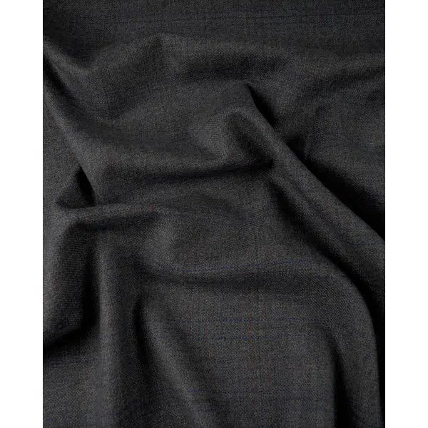 Wool Coating Fabric - Grey & Blue Check