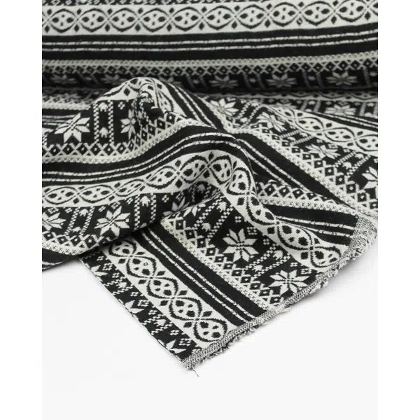 Wool Jacquard Fabric - Mono Fair Isle
