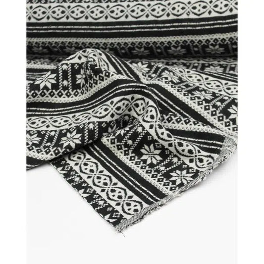 Wool Jacquard Fabric - Mono Fair Isle