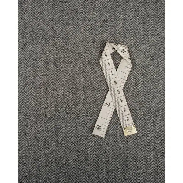 Wool Suiting Fabric - Herringbone Grey