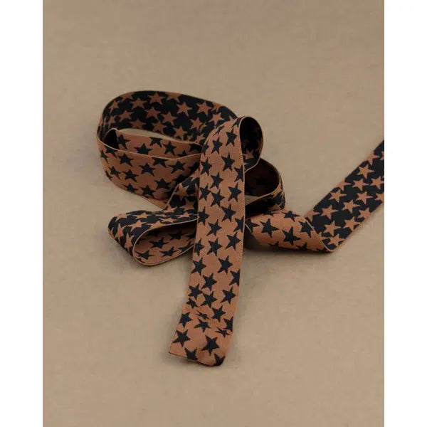 Woven Elastic - 40mm - Black & Caramel Star