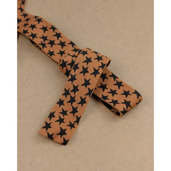 Woven Elastic - 40mm - Black & Caramel Star
