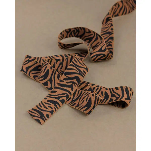 Woven Elastic - 40mm - Black & Caramel Zebra
