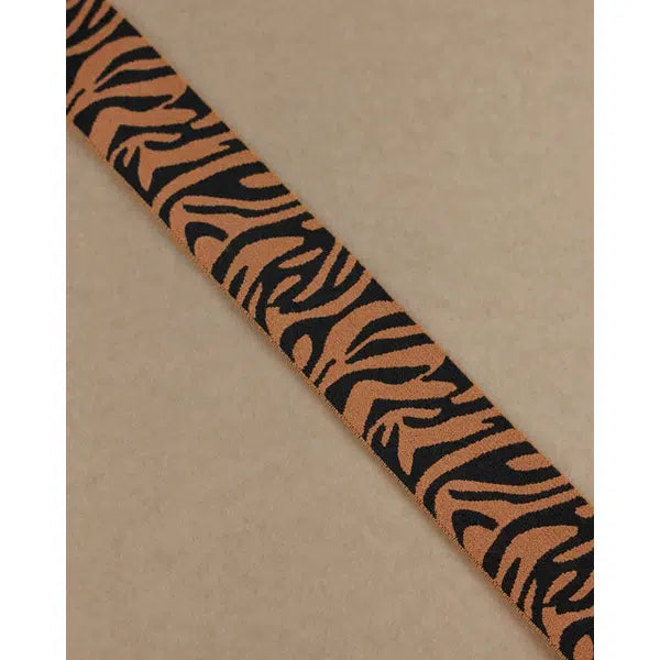 Woven Elastic - 40mm - Black & Caramel Zebra