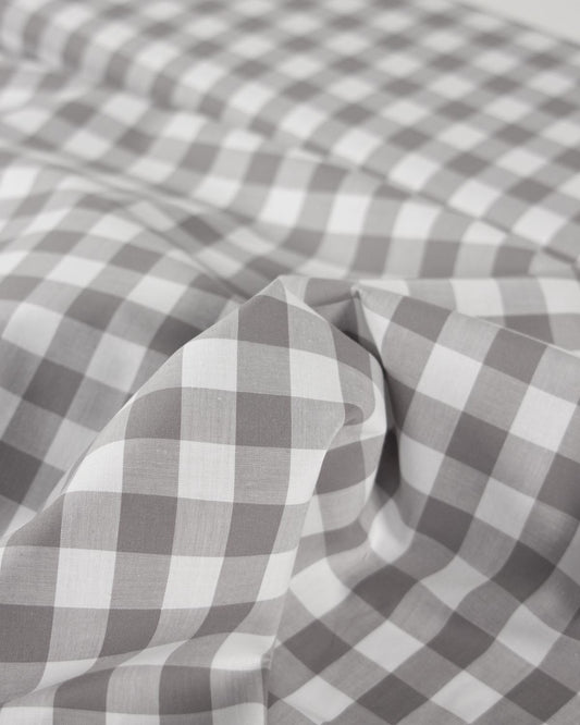 Yarn Dyed Cotton Fabric - 17mm Gingham Grey