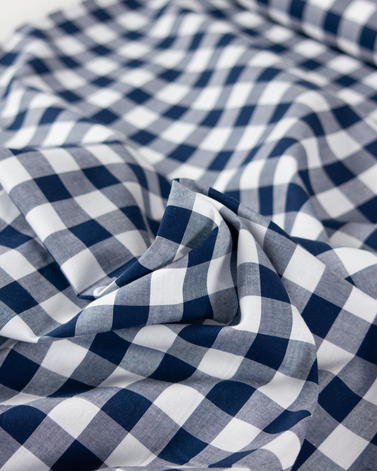 Yarn Dyed Cotton Fabric - 17mm Gingham Navy