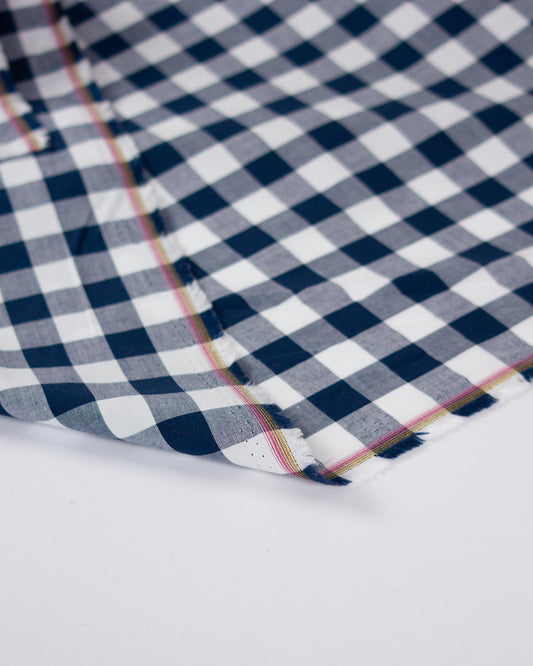 Yarn Dyed Cotton Fabric - 17mm Gingham Navy