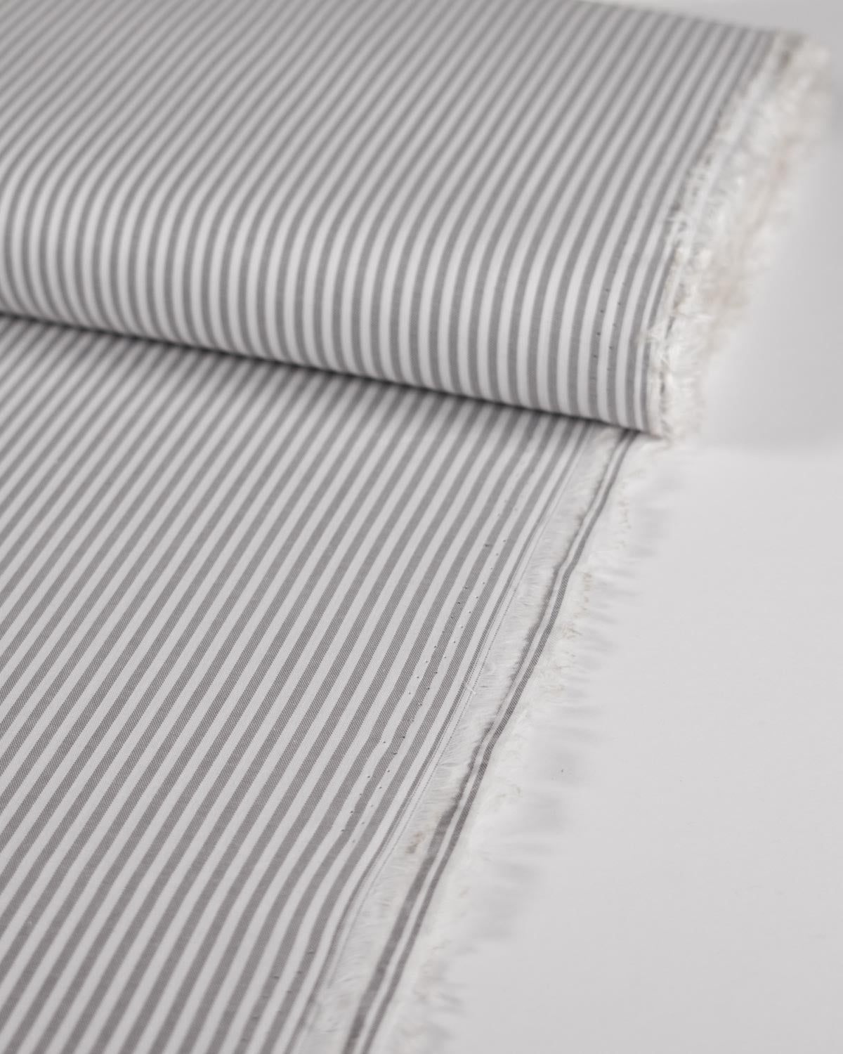 Yarn Dyed Cotton Fabric - 3mm Stripe Grey