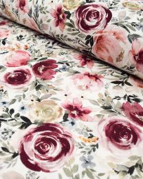 Cotton Double Gauze Fabric - Rose Garden White