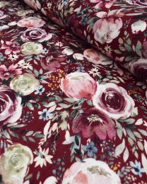 Cotton Double Gauze Fabric - Rose Garden Wine