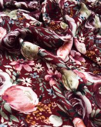 Cotton Double Gauze Fabric - Rose Garden Wine