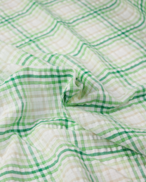 Cotton Seersucker Fabric - Ombre Gingham Green