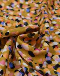 Rayon Challis Fabric - Party Spot - Caramel Sundae